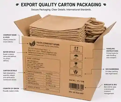 Export carton box jute bags India